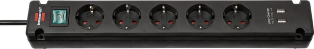 Stekkerdoos Brennenstuhl Bremounta 5 voudig inclusief 2 USB 3 meter zwart afbeelding