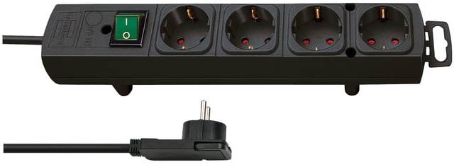 Stekkerdoos Brennenstuhl Comfort Plus 4 voudig inclusief platte stekker 2 meter zwart afbeelding