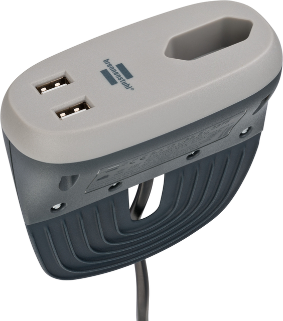 Laadstation Brennenstuhl Sofa 1 eurosocket 2 USB zwart/grijs afbeelding