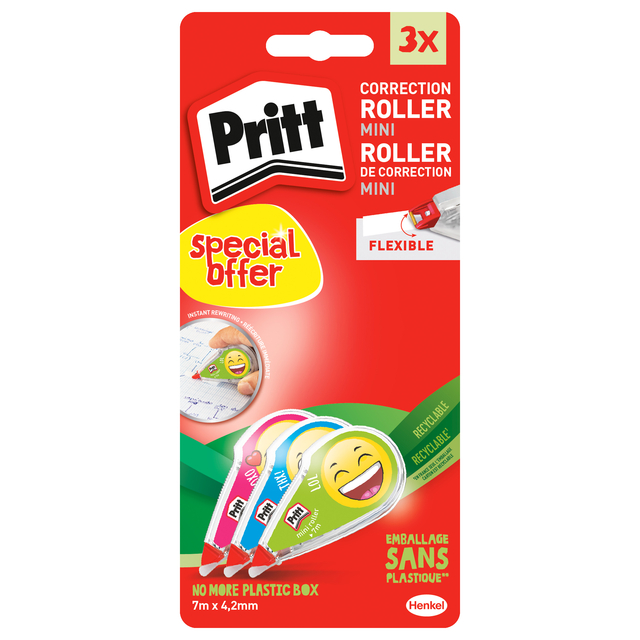 Correctieroller Pritt mini flex 4,2mmx7m Emoji blister 2+1 gratis afbeelding