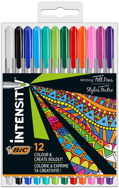 Fineliner Bic Intensity medium assorti pak à 12 stuks afbeelding