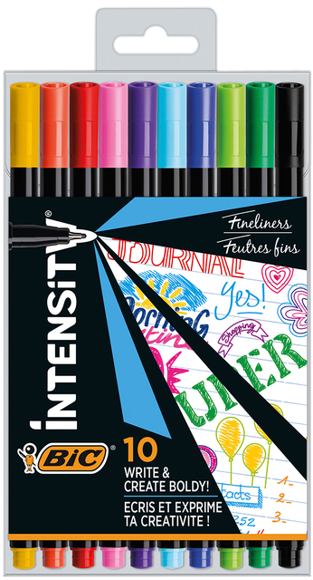 Fineliner Bic Intensity fijn assorti pak à 10 stuks afbeelding