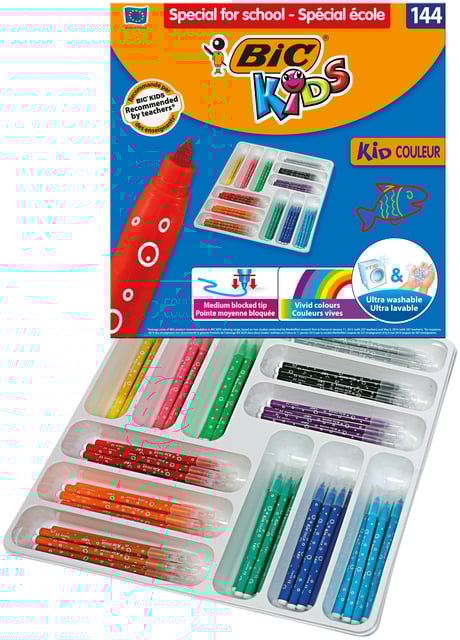 Kleurstiften BicKids couleur medium assorti schoolbox à 144 stuks afbeelding