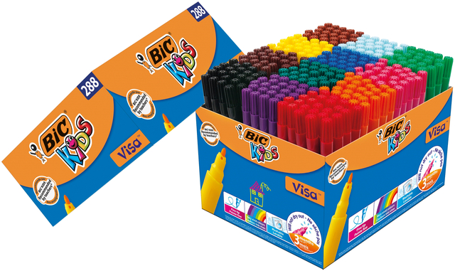 Kleurstiften BicKids visa fijn assorti schoolbox à 288 stuks afbeelding