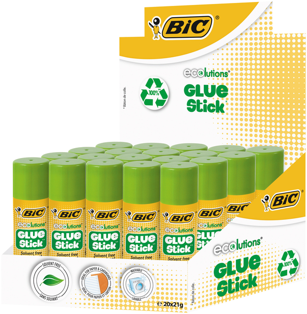 Lijmstift Bic ecolutions 21gr doos à 12+8 gratis afbeelding