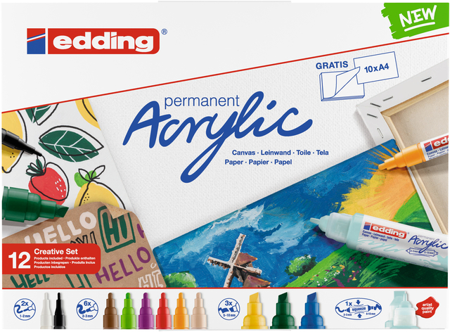Acrylmarker edding starterskit groot creatief afbeelding