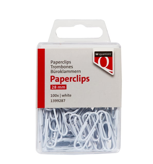 Paperclip Quantore 28mm 100 stuks wit afbeelding