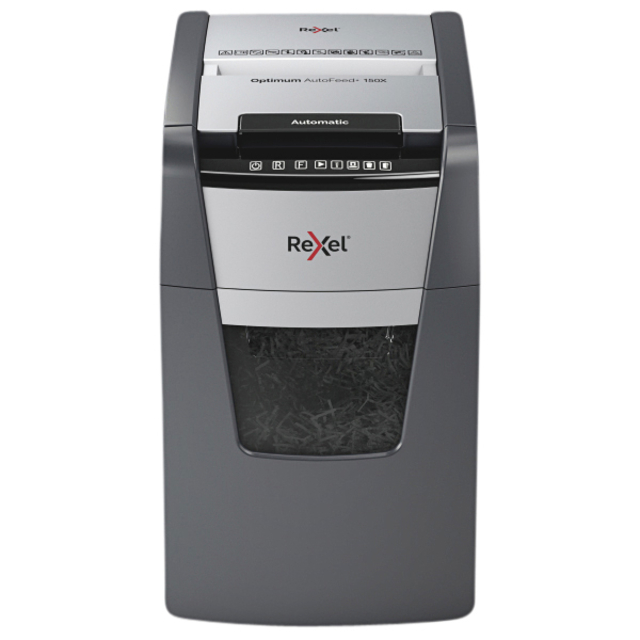 Papiervernietiger Rexel Optimum Auto+ 150X P4 snippers 4x28mm afbeelding