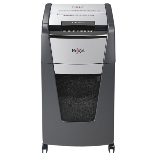 Papiervernietiger Rexel Optimum Auto+ 225M P5 snippers 2x15mm afbeelding