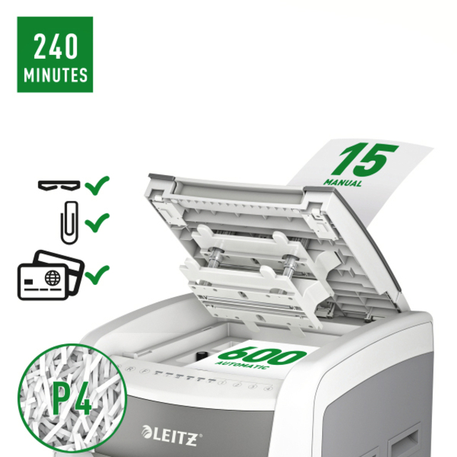 Papiervernietiger Leitz IQ Auto+ Pro 600 P4 snippers 4x28mm — Foto 2 van 2