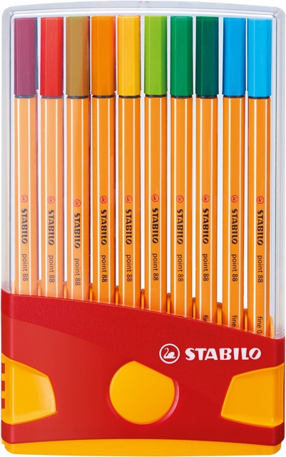 Fineliner STABILO point 88 ColorParade rollerset geel/rood fijn assorti etui à 20 stuks afbeelding
