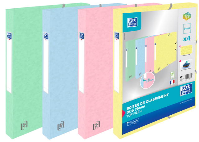 Elastobox Oxford Top File+ A4 25mm pastel assorti 4 stuks afbeelding