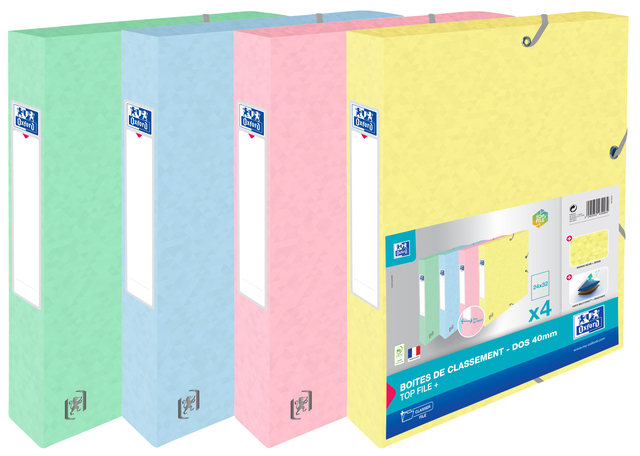 Elastobox Oxford Top File+ A4 40mm pastel assorti 4 stuks afbeelding