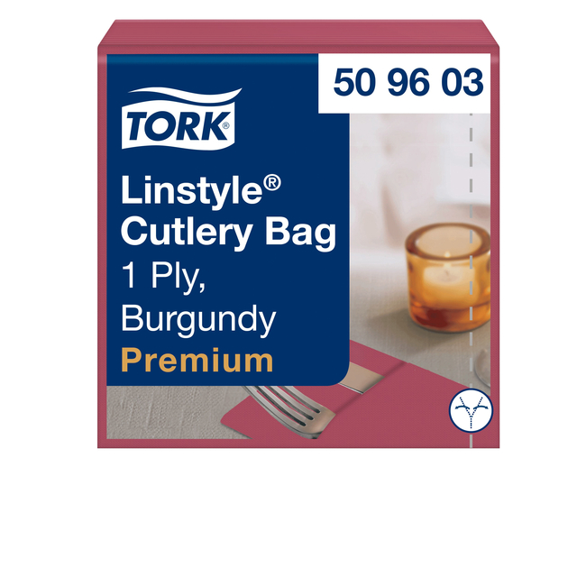 Pochette Tork Linstyle Premium 1-laags 390x390mm bordeauxrood 509603 afbeelding