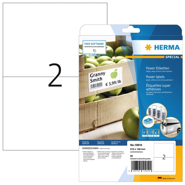 Etiket HERMA Power 10910 210x148mm wit 50stuks afbeelding