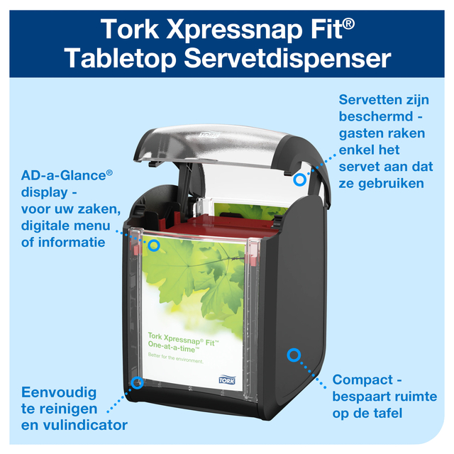 Servetdispenser Tork N14 Xpressnap Fit Signature line zwart 272900 — Foto 2 van 2