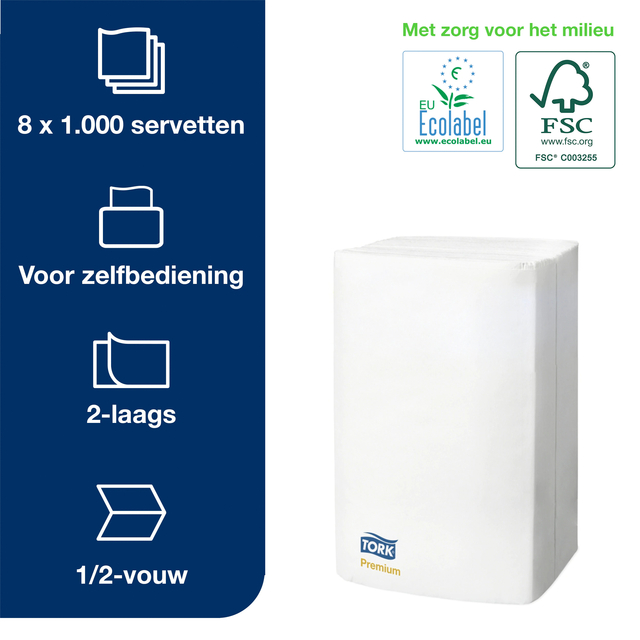 Servetten Tork Expressnap N4 extra zacht premium 1/2 vouw 2-laags wit 15850 — Foto 2 van 2