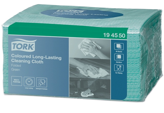 Reinigingsdoek Tork W8 Premium 1-laags 8x40 vel groen 194550 afbeelding