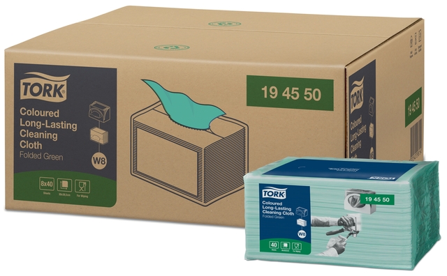 Reinigingsdoek Tork W8 Premium 1-laags 40 vel groen 194550 — Foto 2 van 2