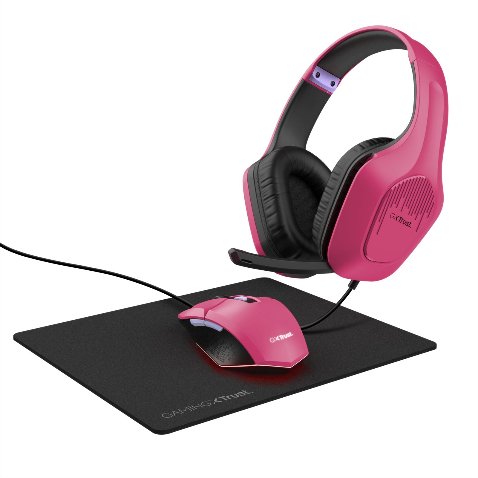 Trust GXT 790 Headset Bedraad Hoofdband Gamen Zwart, Roze afbeelding