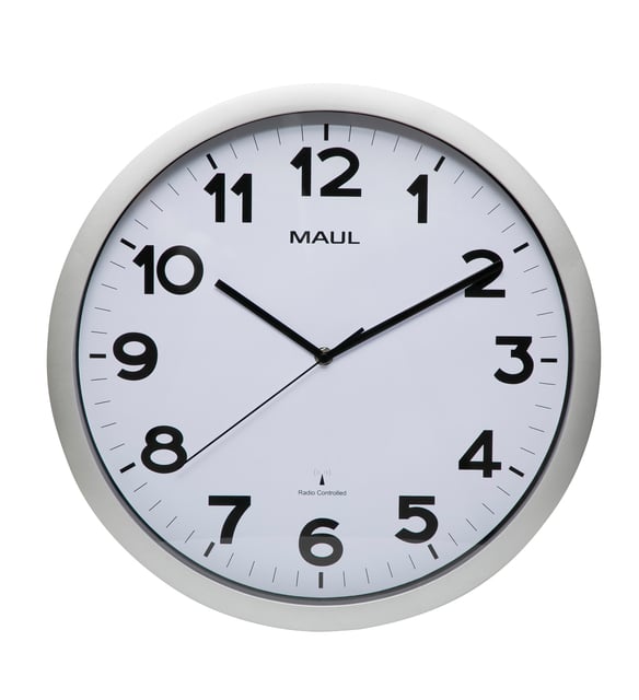 Wandklok MAUL Step RC Ø40x5cm zilver kunststof frame incl.batterij afbeelding