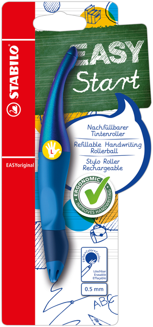 Rollerpen STABILO Easyoriginal linkshandig holograph edition medium blauw blister à 1 stuk afbeelding