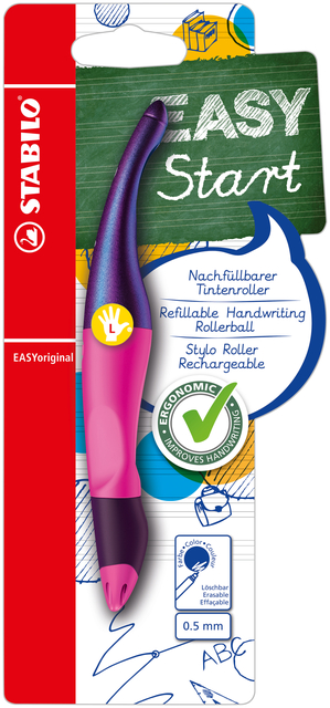 Rollerpen STABILO Easyoriginal linkshandig holograph edition medium magenta blister à 1 stuk afbeelding