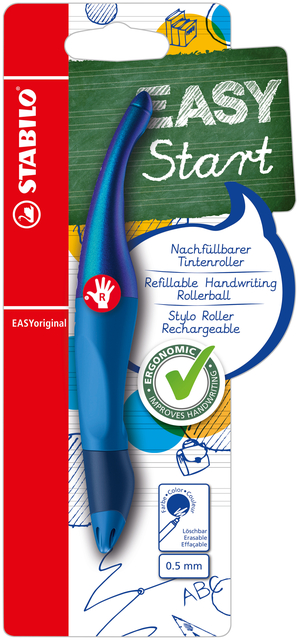 Rollerpen STABILO Easyoriginal rechtshandig holograph edition medium blauw blister à 1 stuk afbeelding