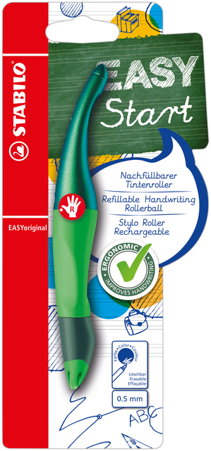 Rollerpen STABILO Easyoriginal rechtshandig holograph edition medium groen blister à 1 stuk afbeelding
