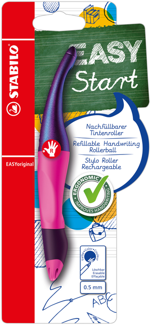 Rollerpen STABILO Easyoriginal rechtshandig holograph edition medium magenta blister à 1 stuk afbeelding