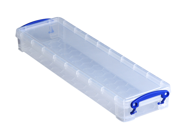 Opbergbox Really Useful 0.8 liter 355x100x40mm transparant wit afbeelding