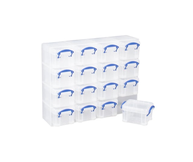 Opbergbox Really Useful 16x 0.14 liter 280x224x65mm transparant wit afbeelding