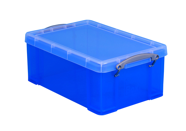 Opbergbox Really Useful 9 liter 395x210x140mm transparant blauw afbeelding