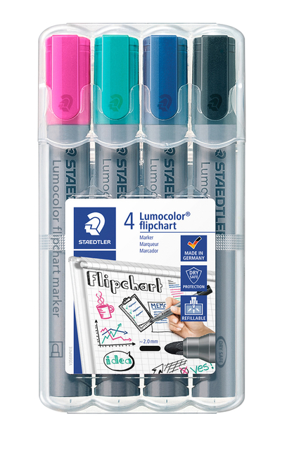 Viltstift Staedtler 356 voor flipover rond 2mm set à 4 stuks assorti afbeelding