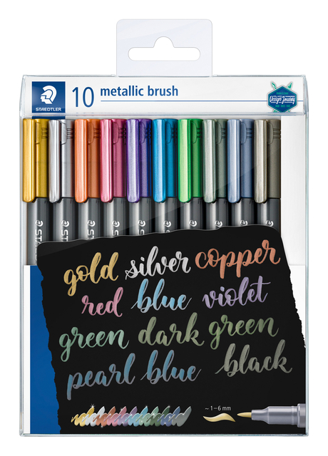 Brushpen Staedtler metallic etui à 10 kleuren afbeelding
