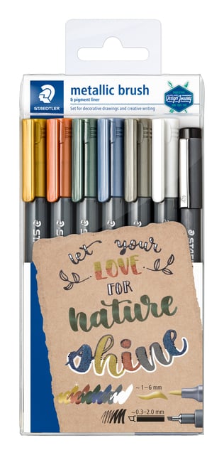 Brushpen Staedtler metallic etui à 7 kleuren afbeelding