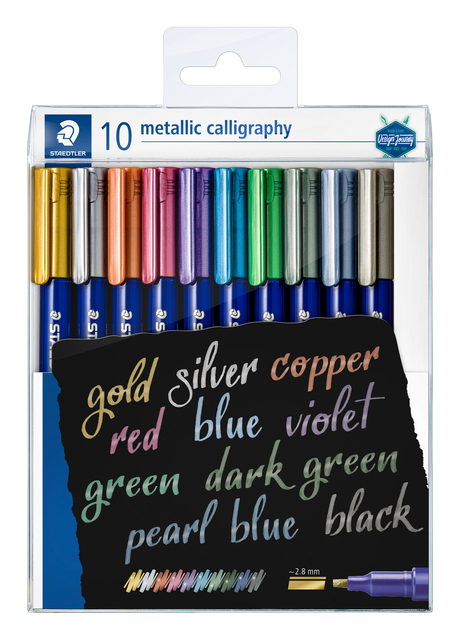 Kalligrafiepen Staedtler metallic etui à 10 kleuren afbeelding