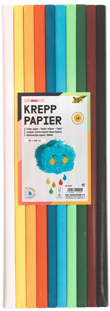 Crêpepapier Folia 50x200cm 10 rollen basiskleuren afbeelding