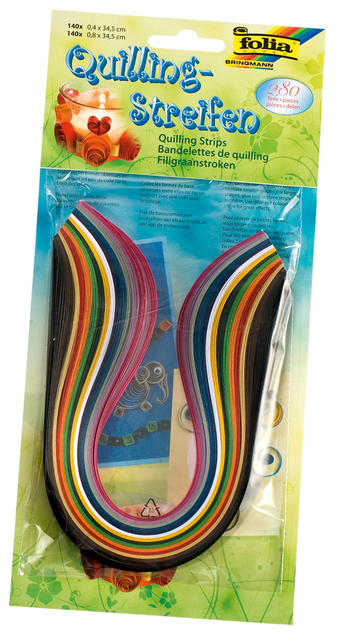 Filigraanstroken Folia 140 stuks 0.4x34.5cm en 140 stuks 0.8x34.5cm assorti kleuren afbeelding