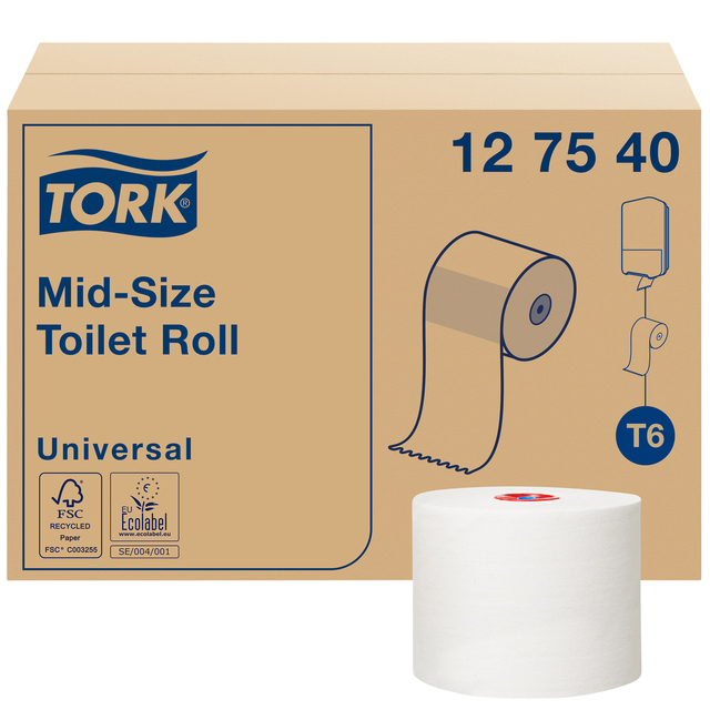 Toiletpapier Tork T6 Universal 1-laags 135m wit 127540 afbeelding