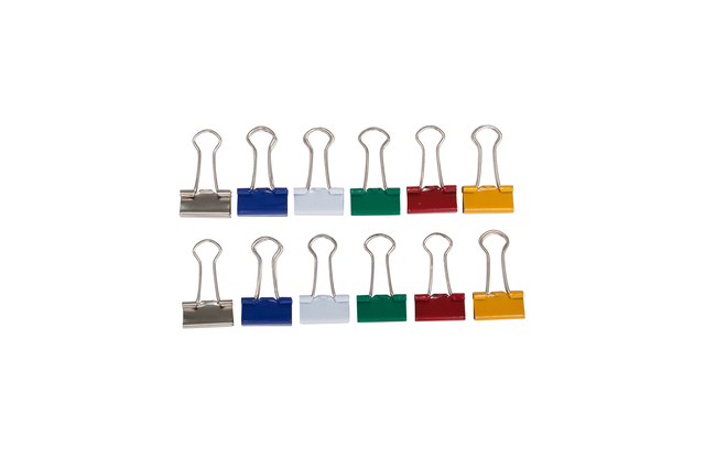 Papierklem MAUL 213 foldback 19mm capaciteit 7mm assorti 12 stuks afbeelding