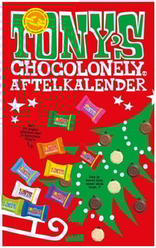 Chocolade Tony's Chocolonely Kerst big Tiny calendar 225gr assorti