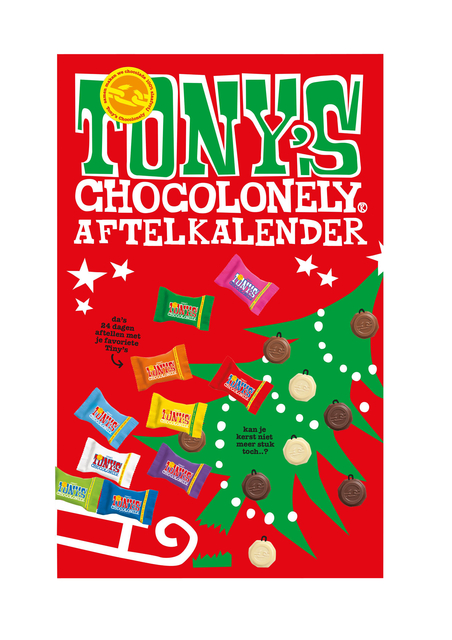 Chocolade Tony&apos;s Chocolonely Kerst big Tiny calendar 225gr assorti afbeelding