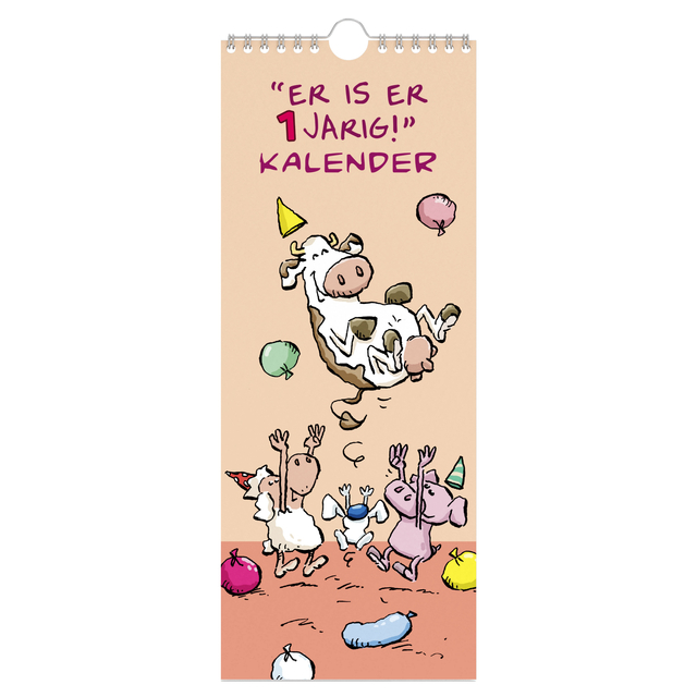 Verjaardagskalender Lannoo Ritsier 130x325mm roze afbeelding