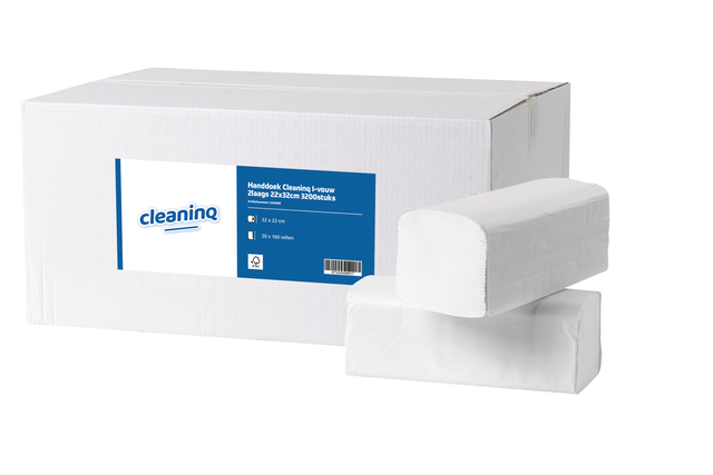 Handdoek Cleaninq I-vouw 2laags 22x32cm 3200stuks afbeelding