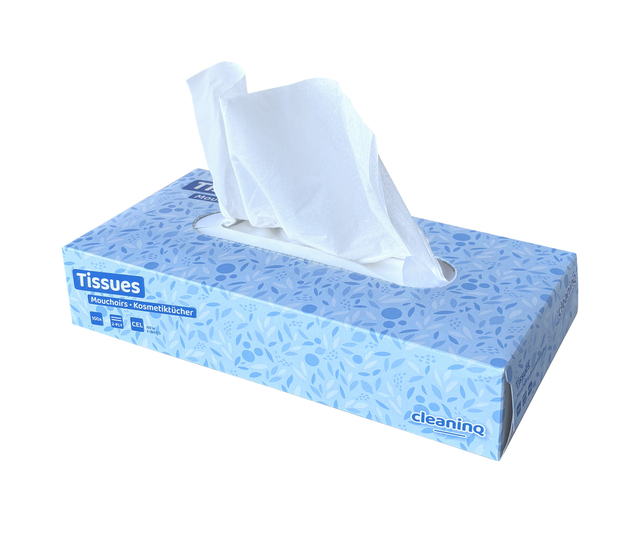 Facial tissues Cleaninq F1 2-laags 100 vel wit afbeelding