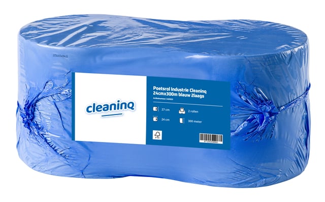 Poetsrol Industrie Cleaninq 24cmx300m blauw 2-laags 2 rollen afbeelding