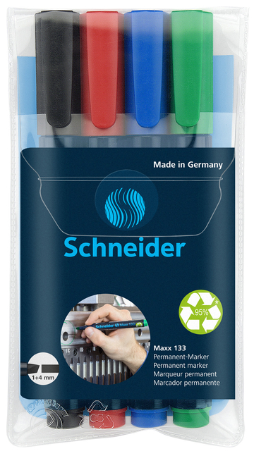 Viltstift Schneider Maxx 133 beitel 1-4mm assorti 4 stuks afbeelding