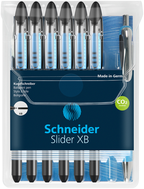 Rollerpen Schneider Slider Basic extra breed zwart met 1 balpen Rave gratis afbeelding