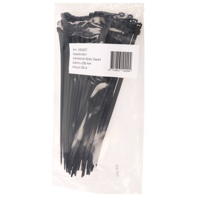 Kabelbinders IEZZY nylon 4.8x200mm D 49.5mm zwart 100 stuks — Foto 2 van 2